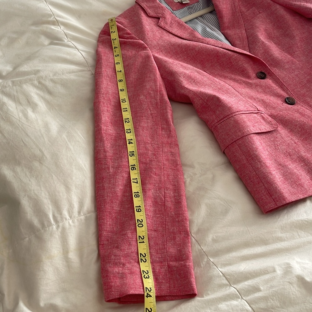 J.Crew Pink Linen Cotton Blazer Tailored Classic Fit Size 6 - Picture 13 of 16